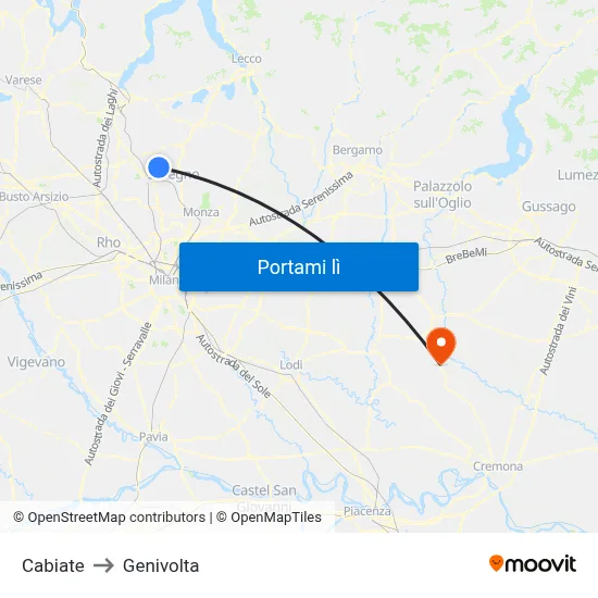 Cabiate to Genivolta map