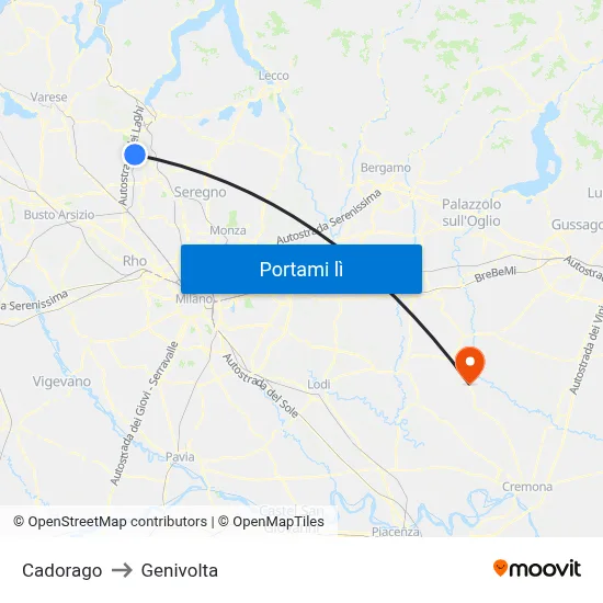 Cadorago to Genivolta map