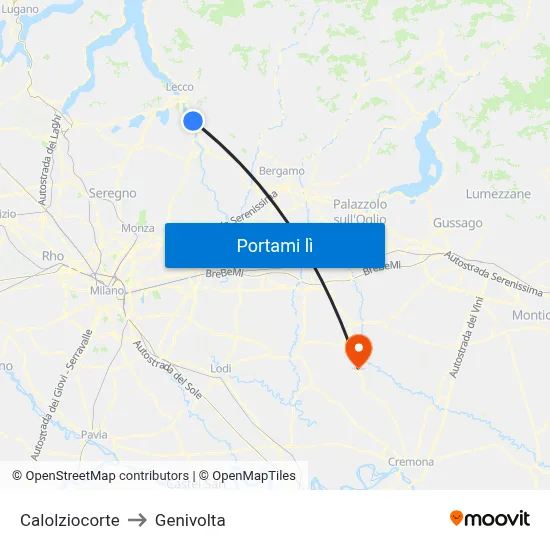 Calolziocorte to Genivolta map