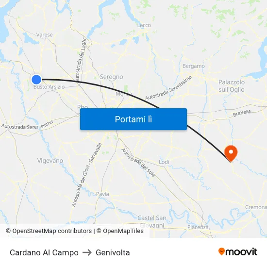 Cardano Al Campo to Genivolta map