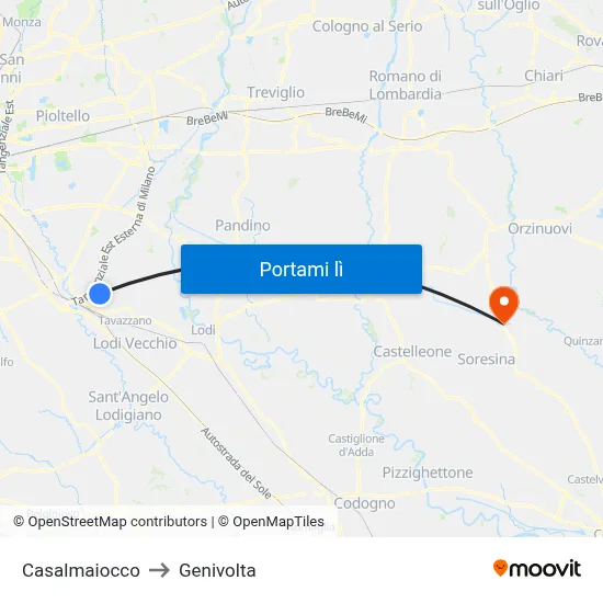 Casalmaiocco to Genivolta map
