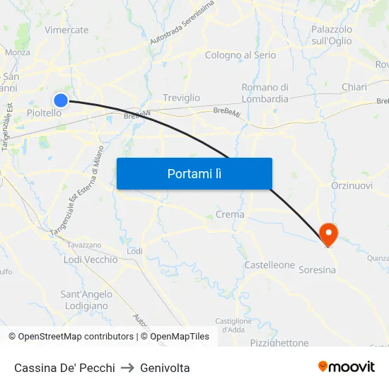 Cassina De' Pecchi to Genivolta map