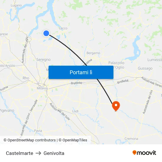 Castelmarte to Genivolta map