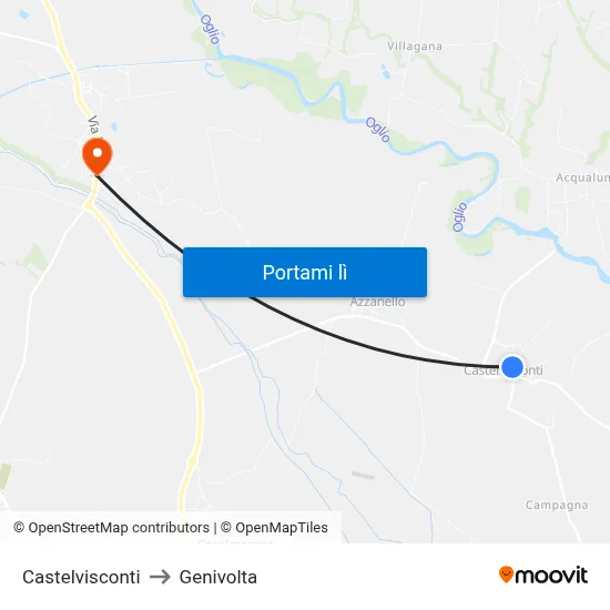 Castelvisconti to Genivolta map
