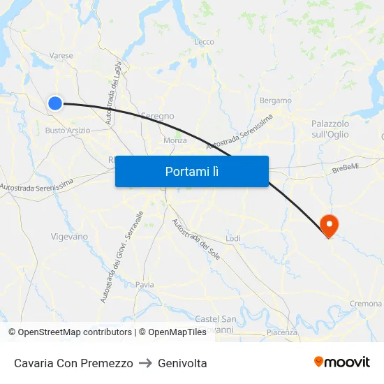 Cavaria Con Premezzo to Genivolta map