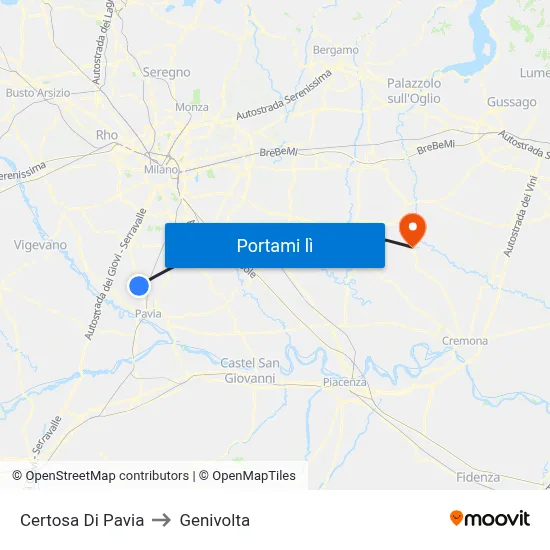 Certosa Di Pavia to Genivolta map