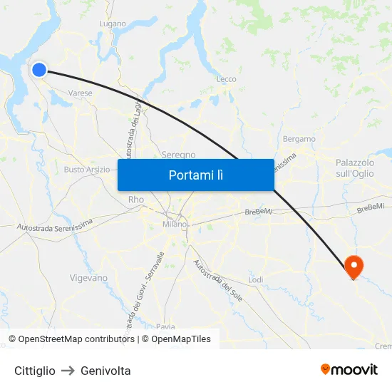 Cittiglio to Genivolta map