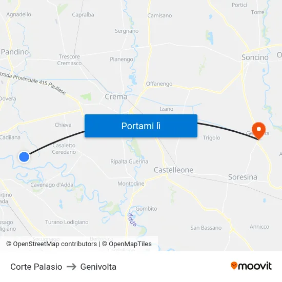Corte Palasio to Genivolta map
