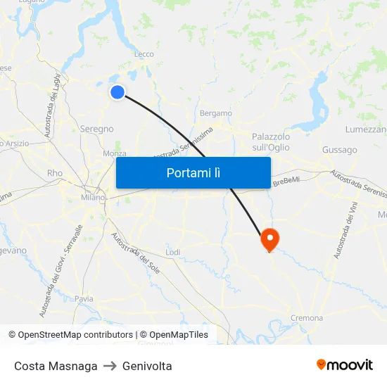Costa Masnaga to Genivolta map