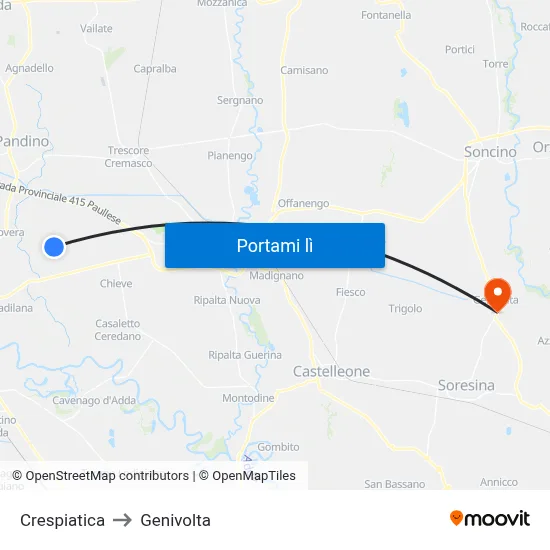 Crespiatica to Genivolta map