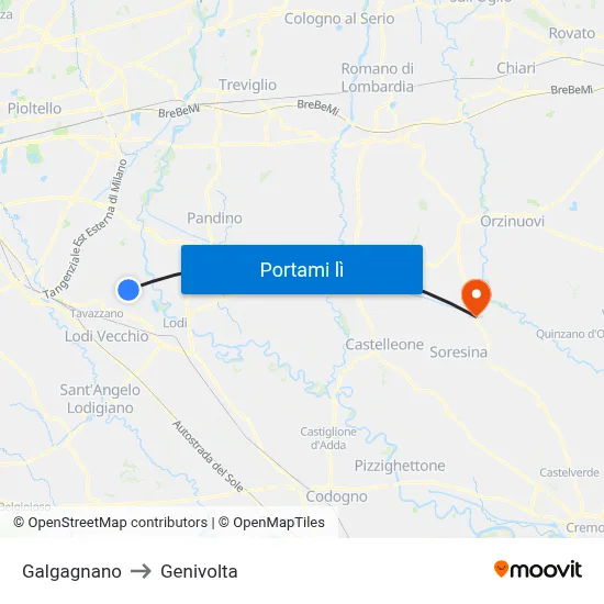Galgagnano to Genivolta map