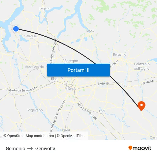 Gemonio to Genivolta map
