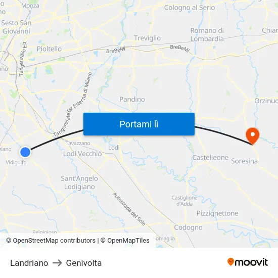 Landriano to Genivolta map