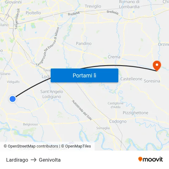 Lardirago to Genivolta map