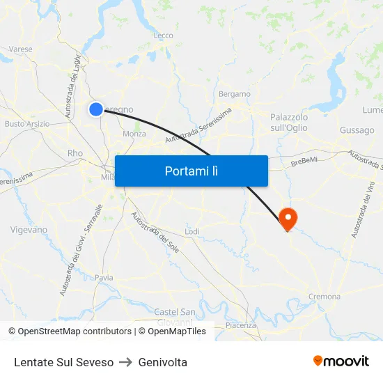 Lentate Sul Seveso to Genivolta map