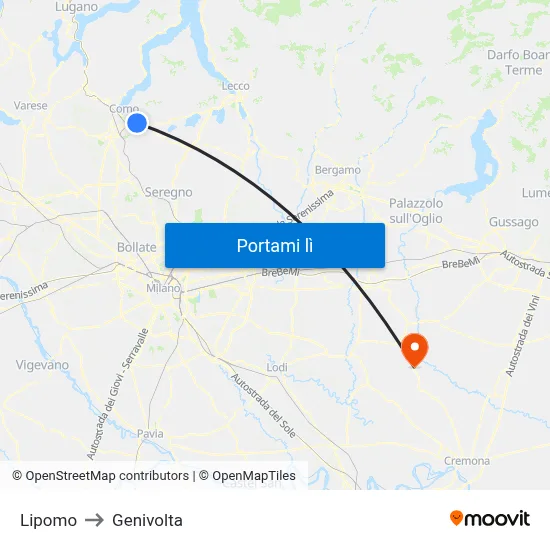 Lipomo to Genivolta map