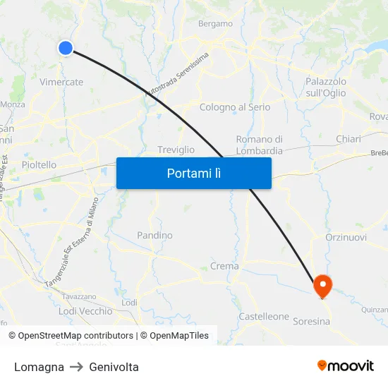 Lomagna to Genivolta map