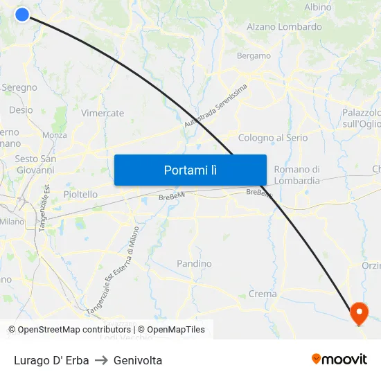 Lurago D' Erba to Genivolta map
