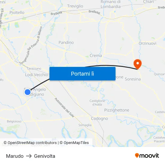 Marudo to Genivolta map