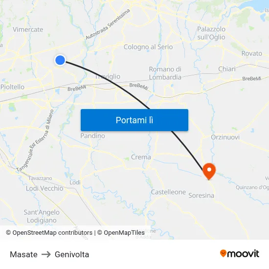 Masate to Genivolta map