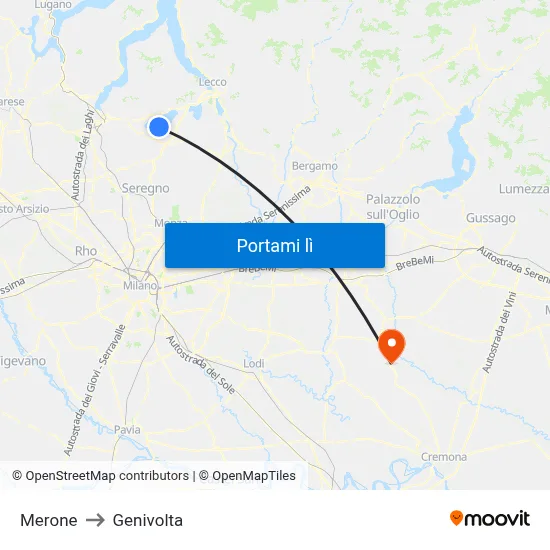 Merone to Genivolta map