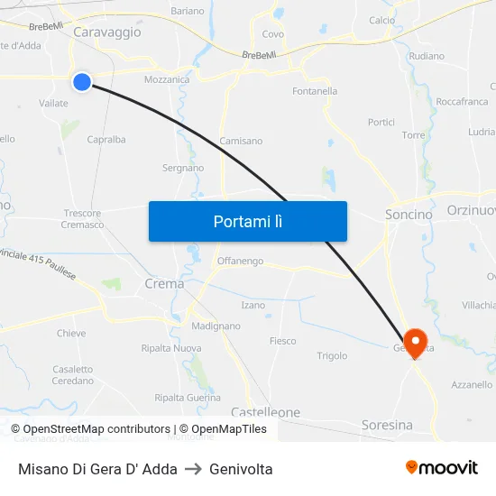 Misano Di Gera D' Adda to Genivolta map