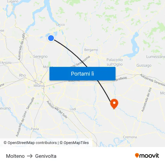 Molteno to Genivolta map