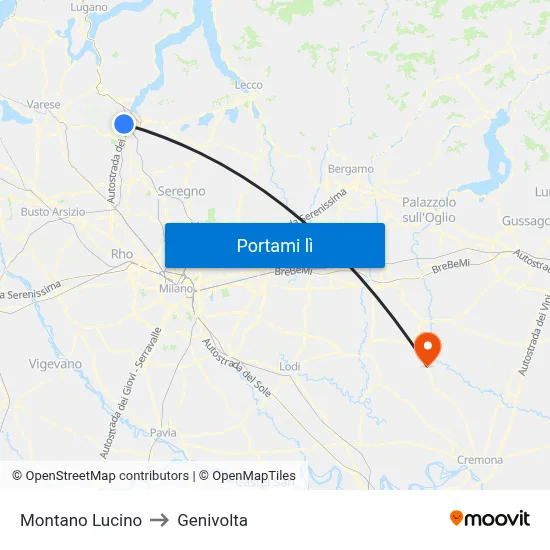 Montano Lucino to Genivolta map