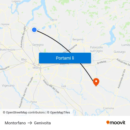 Montorfano to Genivolta map