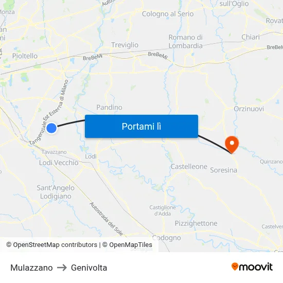Mulazzano to Genivolta map