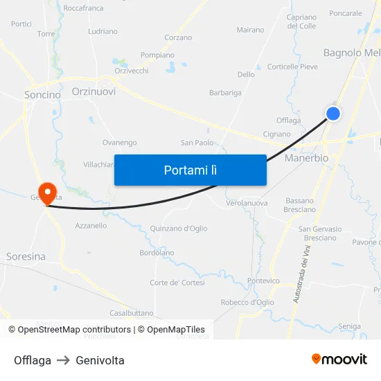 Offlaga to Genivolta map
