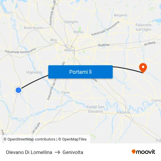 Olevano Di Lomellina to Genivolta map