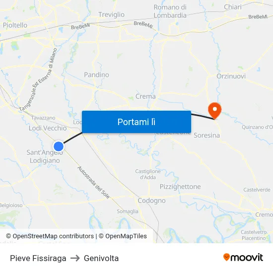 Pieve Fissiraga to Genivolta map