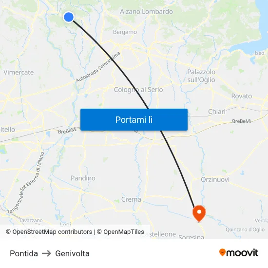 Pontida to Genivolta map