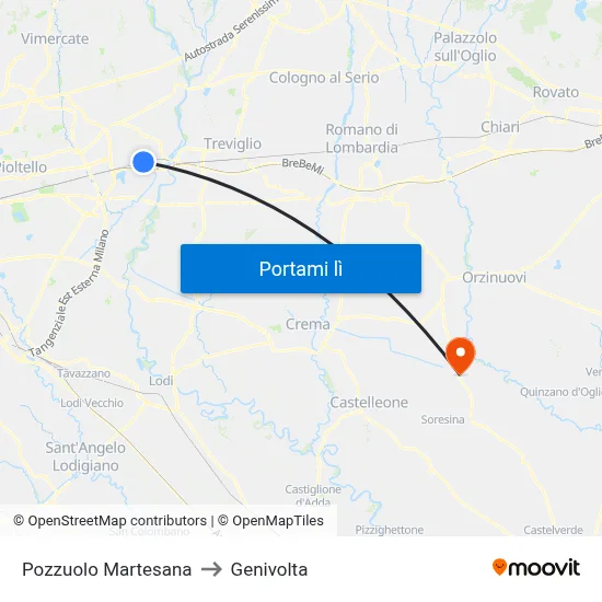 Pozzuolo Martesana to Genivolta map