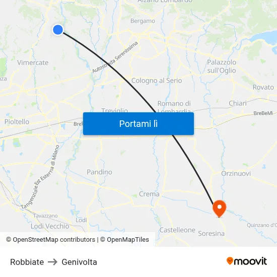 Robbiate to Genivolta map