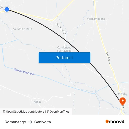 Romanengo to Genivolta map