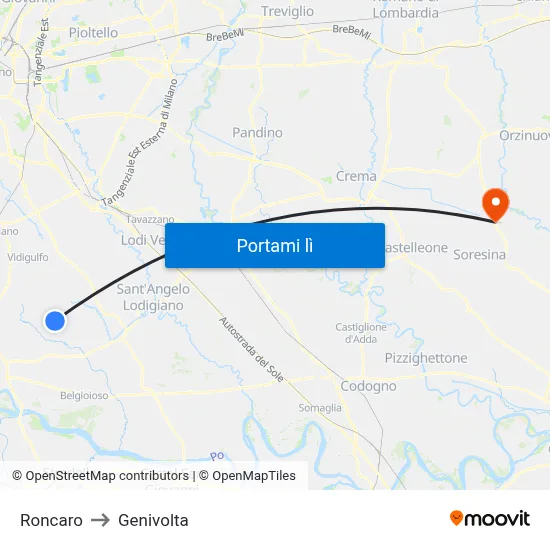 Roncaro to Genivolta map