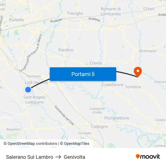Salerano Sul Lambro to Genivolta map
