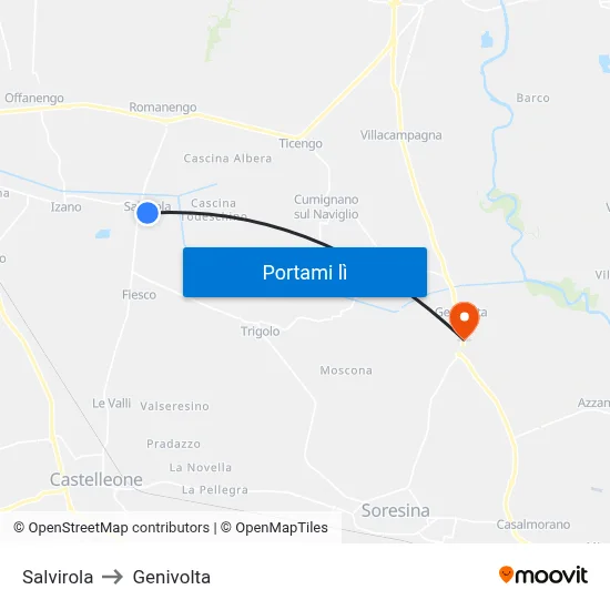 Salvirola to Genivolta map