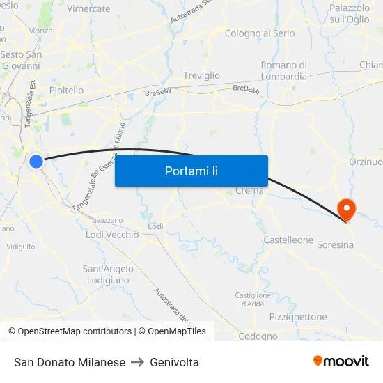 San Donato Milanese to Genivolta map