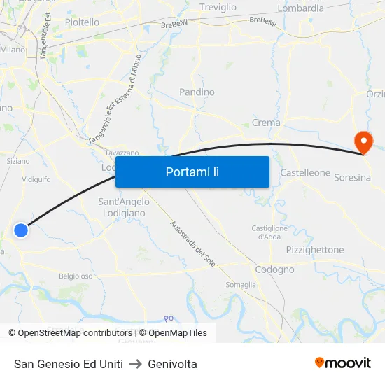 San Genesio Ed Uniti to Genivolta map