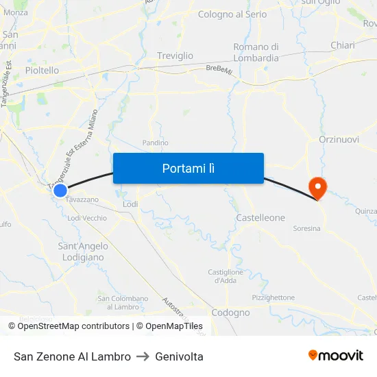 San Zenone Al Lambro to Genivolta map