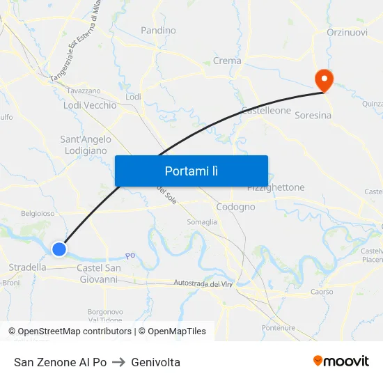 San Zenone Al Po to Genivolta map