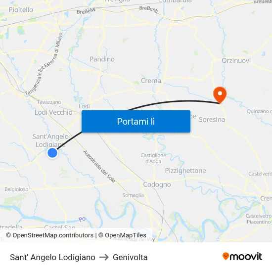 Sant' Angelo Lodigiano to Genivolta map