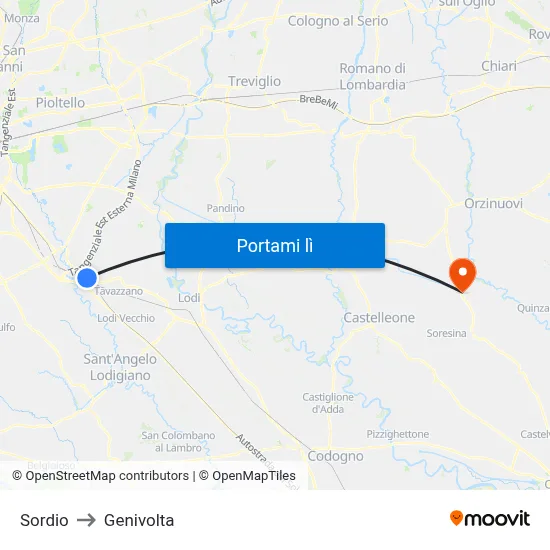 Sordio to Genivolta map