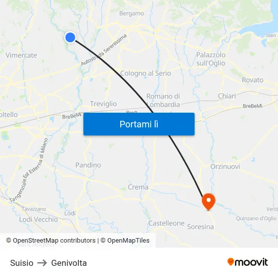 Suisio to Genivolta map
