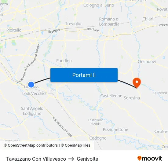 Tavazzano Con Villavesco to Genivolta map