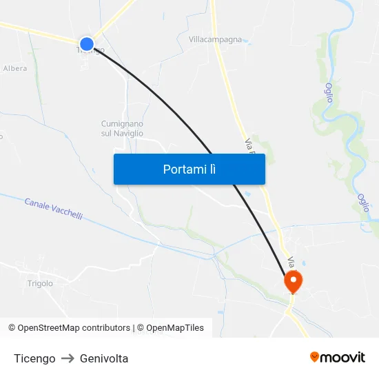 Ticengo to Genivolta map