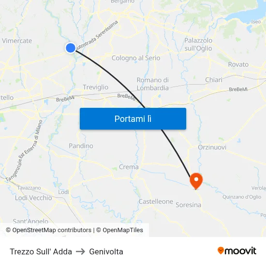 Trezzo Sull' Adda to Genivolta map
